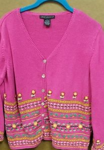 Sarah Spencer pink embroidered sweater "L"